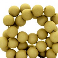 Acrylic beads 8mm round Matt Mustard green